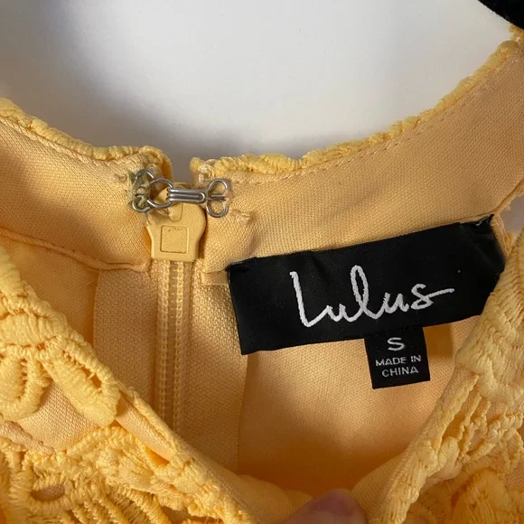 Lulus Love Poem Yellow Lace Mini Dress - size small - Picture 7 of 8
